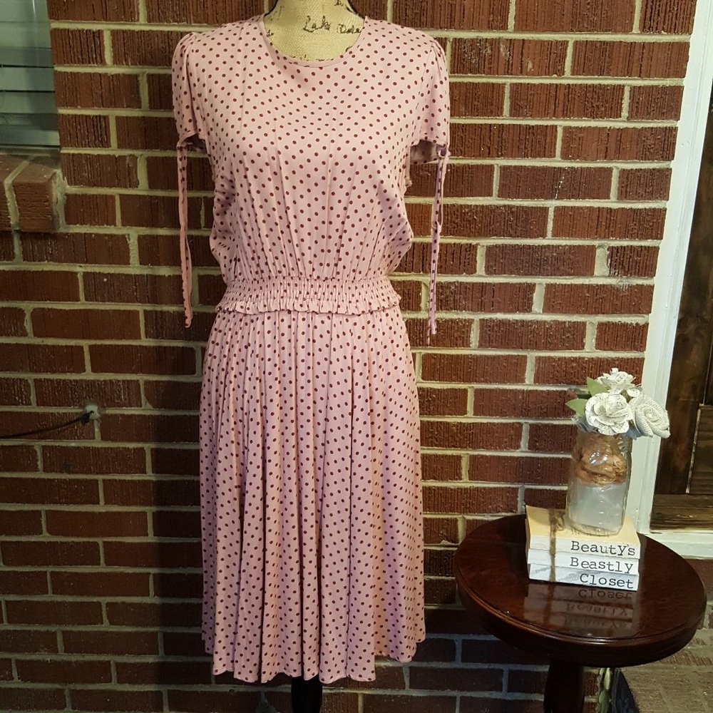 Gal Meets Glam Corinne Polka Dot Midi Dress 10 NWT